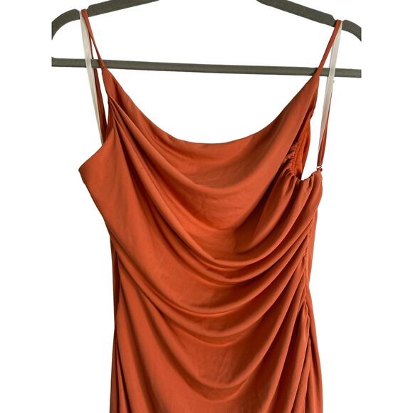 Katie May Lenny Midi Dress Backless Draped Neck Jersey Sleeveless Rust Stretch L - Picture 6 of 14